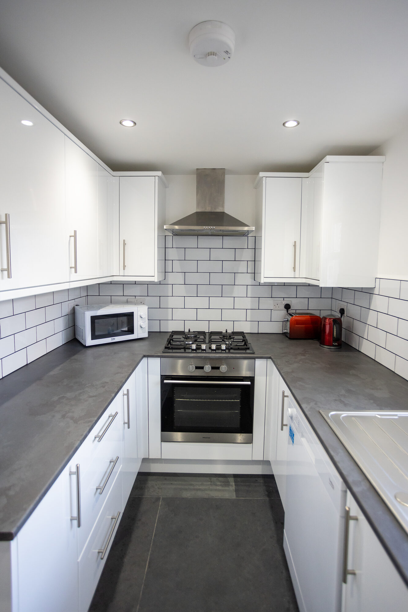 Fully equipped white kitchen